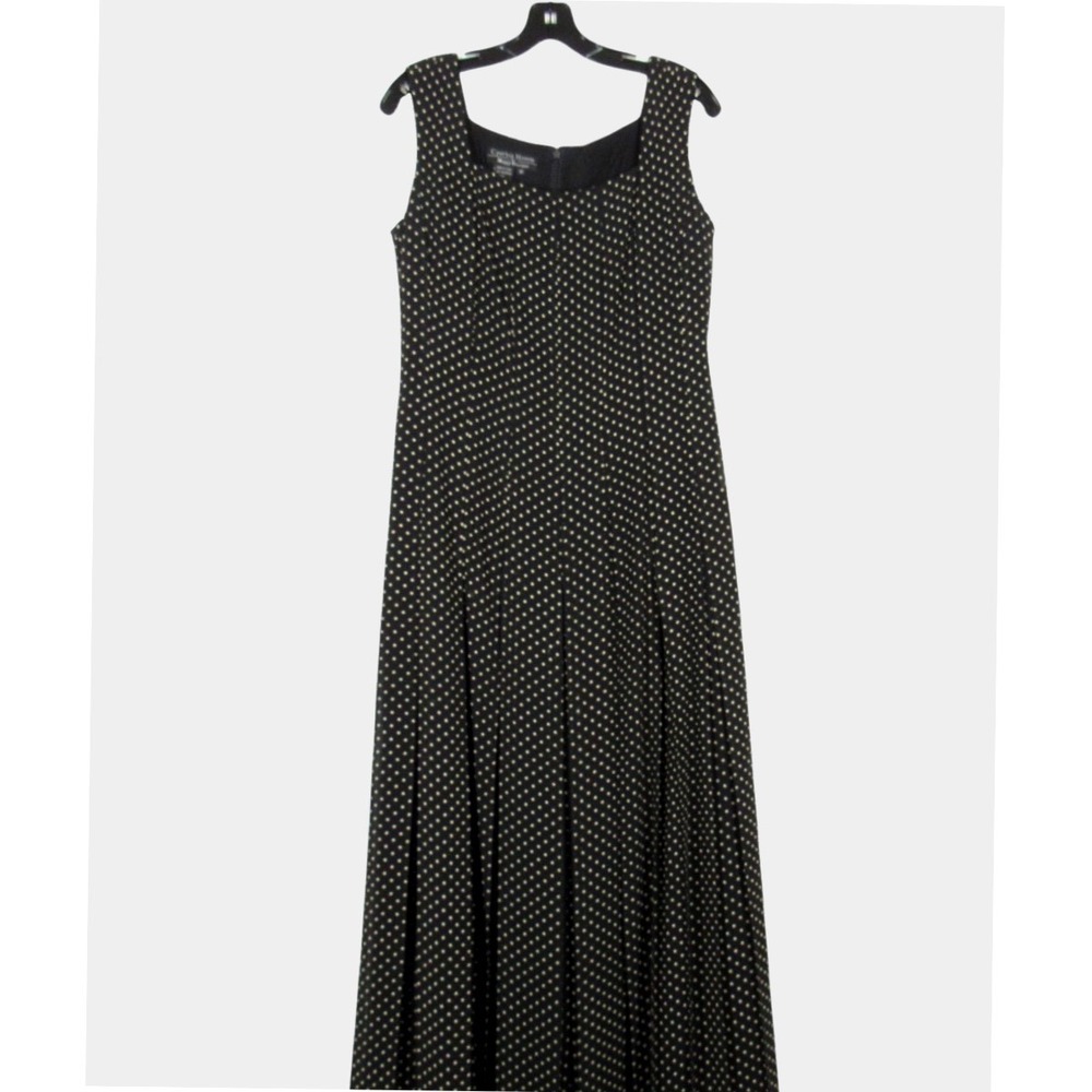 VTG 80's CYNTHIA HOWIE For MAGGY Black POLKA-DOTS Pleated Skirt SHEATH DRESS 10